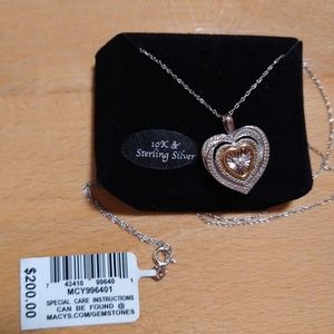 NWT Heart pendant necklace 10k & sterling silver